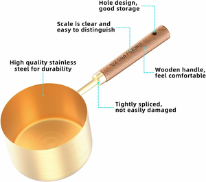 Ensemble de tasses et cuillères à mesurer en acier inoxydable de haute qualité avec poignée en bois Instant Traders - Product Image 3