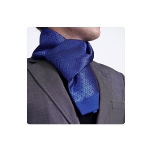 Bufanda de lana índigo azul elegante con estampado, tejida de doble cara, talla única para hombre, Turquía - Product Image 1