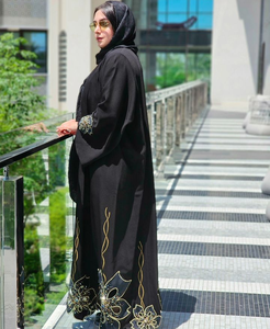 Matching Awesome Dubai <b>Abaya</b> <b>with</b> Tussle and <b>Belt</b> Designs and Beautiful Embroidery Front Open <b>Abaya</b> New Arrivals - Product Image 5
