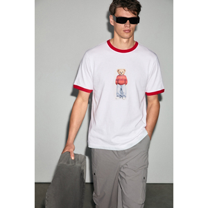 GRIMELANGE BAMSI T-shirt imprimé spécial Coupe du Monde pour homme, 100% coton biologique, col contrasté - Product Image 2