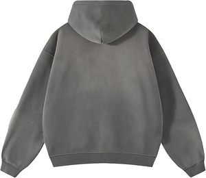 Sweat-shirt à capuche oversize vintage pour homme, effet délavé, fermeture éclair, coton lourd, streetwear, pull à fermeture éclair pour homme/femme - Product Image 2
