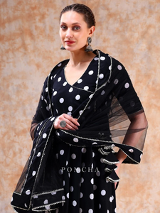 Ensemble Angrakha à pois DIL KASH pour femmes, ensemble Kurta Dupatta en Georgette, tenue ethnique élégante, tenue de fête, tenue de mode festive, ensemble 2025 - Product Image 4