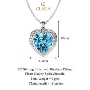 Collier pendentif cœur bleu ciel pour femmes et filles - Argent sterling 925 plaqué rhodium avec technologie d'incrustation de zircone suisse - Product Image 5