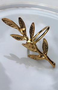 Décoratif prix de gros nouveau métal vintage or couleur feuille rond de serviette pour les fêtes de décoration - Product Image 3