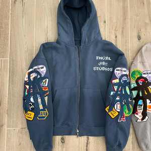 Vente en gros de patchs de broderie de haute qualité 100% coton polaire 430 GSM manches de travail lavage à l'acide Boxy Fit unisexe sweat à capuche écologique - Product Image 4