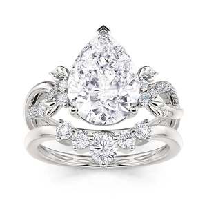 Jeulia Vintage Leaf Pear Cut <b>Bridal</b> <b>Jewelry</b> <b>Set</b> in Sterling Silver - Product Image 1