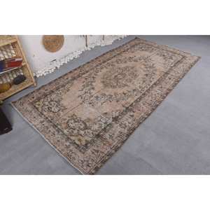 Alfombra tradicional de lana marrón Beige 4,4X8,7 pies hecha a mano Vintage turco Patchwork rectángulo alfombras para adolescentes látex para pasillo - Product Image 4