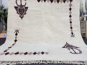 Top Quality Fabulous Bohemian Moroccan Made To Order Rug Berber Unique <b>White</b> And Brown Handmade Abstract <b>Wool</b> Area Rug - Product Image 6