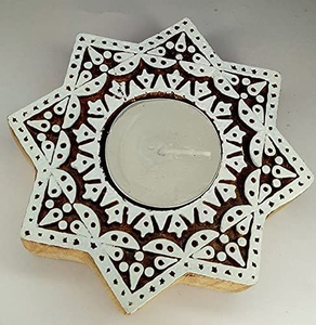 Bougeoir imprimé en bois Boho pour éclairage ambiant support de photophore en bois naturel pour la méditation de décor spirituel - Product Image 2