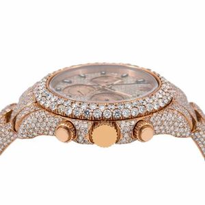 Montre pour homme en moissanite - Acier inoxydable rose avec couronne décorative - Cadeau - Product Image 3