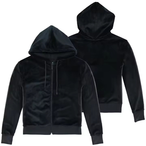 Vente chaude Logo Personnalisé Designer Noir Velours À Capuche Grande Taille Pull À Capuche Respirant Goutte Épaule Poches À Capuche - Product Image 4