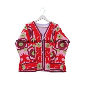 Chaqueta de Algodón 100% WOODEN BLOCK CRAFT INDIA DSJ-03 con Bordado Floral, Forro Grueso, Duradera, Transpirable y Ecológica - Product Image 1