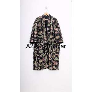 Bata Corta Kimono Kantha Vintage Hecha a Mano, Abrigo de Edredón Indio con Patrón Floral de Lujo, Chaqueta Suave de Invierno para Otoño, Camisón Corto - Product Image 2