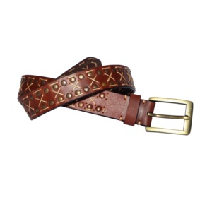Ceinture en cuir de qualité supérieure avec boucle ardillon carrée Nouvelle ceinture de jean unisexe à rivet clouté à la main gothique à la mode OEM Bienvenue - Product Image 2