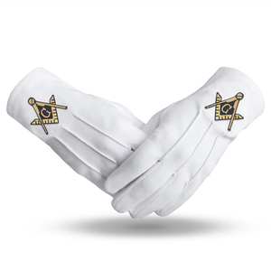 Guantes Masónicos de Cuero, Guantes de Logia Azul para Maestro Masón, Guantes de Cuero Bordados de Pakistán - Product Image 4