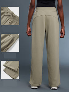 Pantalones Deportivos de Cintura Alta para Mujer, Estilo Urbano, Invierno, Gruesos, Cálidos, de Felpa, con Cordón, Sueltos, Rectos, de Pierna Ancha - Product Image 2