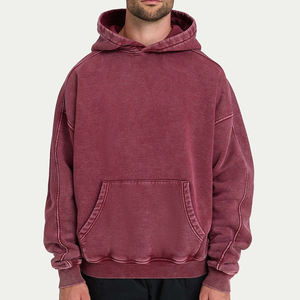 Sudadera con Capucha Corta Lisa, Cierre de Cremallera de 1/4, Unisex, Invierno, Felpa, Ecológica, Transpirable, con Bolsillo, Corte Regular, Lavado Ácido - Product Image 4
