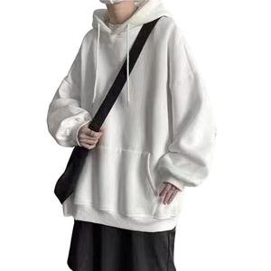 Sudadera con capucha unisex 100% algodón polar, cuello redondo, corte holgado largo con bolsillo, color liso, transpirable para otoño - Product Image 6