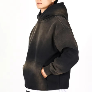 Sweat à capuche surdimensionné de luxe pour hommes et femmes personnalisé poids lourd 100% coton délavé à l'acide pour l'hiver vente en gros - Product Image 5