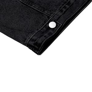 Veste en jean style vintage décontracté pour femme à manches longues avec poches à rabat et bouton dentelle décoration techniques lavées - Product Image 3