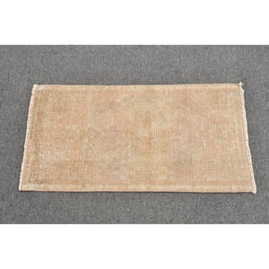 Alfombra turca de lana clásica Beige de 1,4X2,7 pies, diseño de retazos para entrada, sala de estar, dormitorio, forma de pasillo Rectangular de látex - Product Image 3