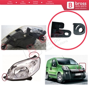 BHL61 Headlight Holder Mount Repair <b>Bracket</b> Tab Set Left Side for Fiorino MK3 225 Nemo Bipper 2007-2020 6212F4 - Product Image 5