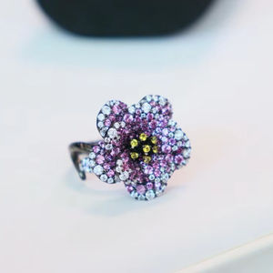 Joyería de lujo de moda 925 plata esterlina rubí circonita cúbica anillo delicado - Product Image 1