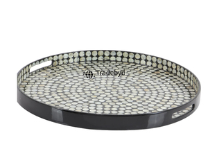 Bandeja con incrustaciones de fregona hecha a mano de Tradebyd, bandeja decorativa elegante para mesa de centro y comedor - Product Image 3