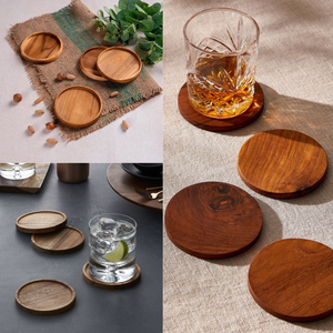 Sous-verres en bois naturel absorbants réutilisables résistants à la chaleur antidérapants pour la protection de la table à café ou à thé - Product Image 5