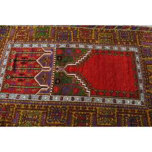 Alfombra Turca de 4.4x7 pies, Alfombra con Borde Rojo, de Lana - Product Image 4