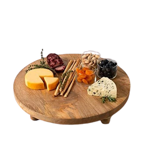 Tablero de servicio de color marrón de madera maciza Lazy Susan con tablero giratorio para mesa de comedor más fácil de servir café o té - Product Image 6