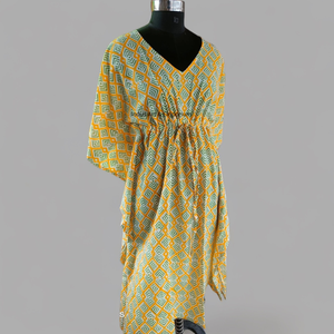 Wholesale Hand Block Printed Cotton <b>Kaftan</b> Block Printed Cotton <b>Beach</b> <b>Kaftan</b> - Product Image 3