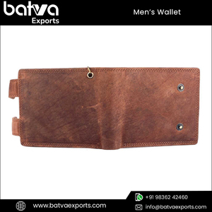 Elegant Vintage Genuine Leather Men's <b>Wallet</b> Fold Closure Big Capacity RFID Blocking Cotton Custom Logo Design for Short Travel - Product Image 2