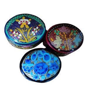 Handcrafted <b>Floral</b> Design Decorative <b>Box</b>, Traditional Paper Mache Art, Gold Border with Pink Roses, 25 cm - Product Image 6