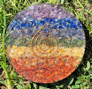 Cristal Orgone Coaster Slice 7 Chakra Guérison ronde Orgonite Style religieux Pierre précieuse et Quartz Matériel pour la décoration de la maison - Product Image 5