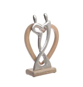 Décoration d'intérieur de luxe minimaliste en bois et métal de qualité durable, figurine romantique en forme de cœur dansant pour table, mariage, Saint-Valentin - Product Image 3