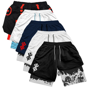 Pantalones Cortos Deportivos 2 en 1 con Estampado de Calavera para Hombre, para Gimnasio, Deportivos, Atléticos, de Secado Rápido, Casuales de Verano con Bolsillos Laterales - Product Image 4