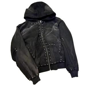 Sweat-shirts à capuche personnalisés, nouvelle conception, hiver, couleur unie, effet délavé, polyester/coton, avec poches, fabrication en gros pour hommes - Product Image 1