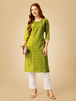 Kurti décontracté indien et pakistanais à la mode, entièrement brodé, en viscose, rayonne, polyester et coton, avec effet slub magique