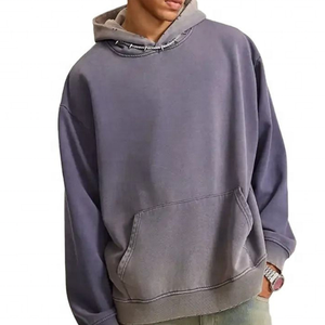 Sun faded distressed streetwear fabricantes de ropa personalizada lavado destruido Cultivo de gran tamaño boxy fit hombres con capucha de gran tamaño - Product Image 1