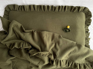 Venta al por mayor de ropa de cama orgánica personalizada para niños suave y transpirable con volantes juegos de cama para bebés - Product Image 2