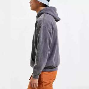 Sudadera con capucha de gran tamaño de otoño e invierno para hombre con telas de lavado ácido Patrón sólido estampado vintage OEM ODM Hombros caídos - Product Image 3
