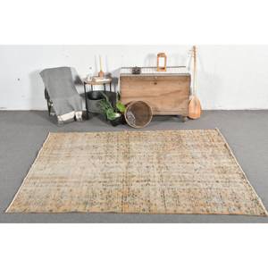 Tapis Vintage Turc Bohème Beige Vert 5.3x7.7ft Laine Patchwork Motif Latex pour Salon Décor 9x12 Salon Tapis - Product Image 1