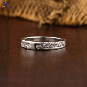 0,24 TDW Anillo de diamante redondo de corte brillante para mujer Oro blanco de 18K Diamante no certificado Cvd/Hpht Joyas de diamantes - Product Image 2