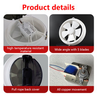 Ventilateur extracteur mural électrique 220V pour salle de bain avec volet de ventilation, moteur en cuivre, 6/8 pouces