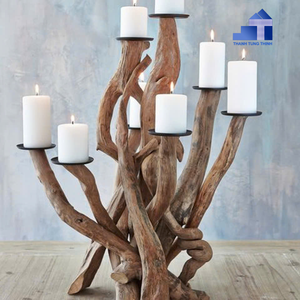 Elegante portavelas de madera pulida para bodas y decoración del hogar Estilo vintage ecológico Hecho en recuerdo de Vietnam - Product Image 3