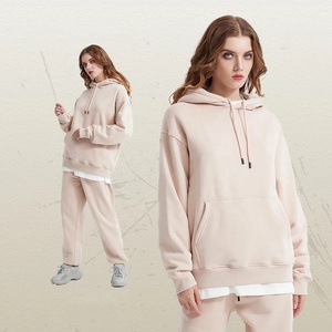 Best Sellers 2025 High Quality French Terry Hoodies Women's Streetwear Plus Size <b>Drop</b> Shoulder Embroidered Hoodie - Product Image 2