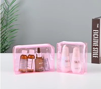 Pochette de maquillage transparente en PVC personnalisée |   Pochette cosmétique en vinyle transparent coloré avec fermeture éclair