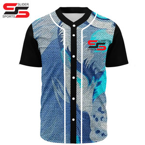 Chemise de sport à manches courtes imprimée personnalisée chemise de sport à boutons maillot de baseball au prix de gros bon marché - Product Image 5