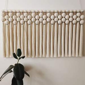 Burja Handwoven Macrame <b>Wall</b> Hanging Bohemian Art Decor with <b>Framed</b> Vertical Pattern Textured Decor for Boho Spaces - Product Image 1